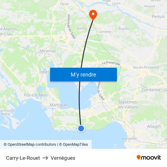 Carry-Le-Rouet to Vernègues map