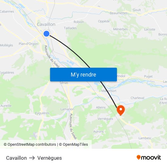 Cavaillon to Vernègues map