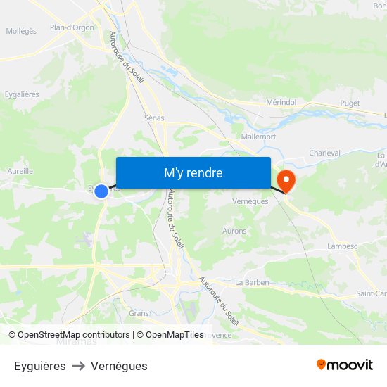 Eyguières to Vernègues map