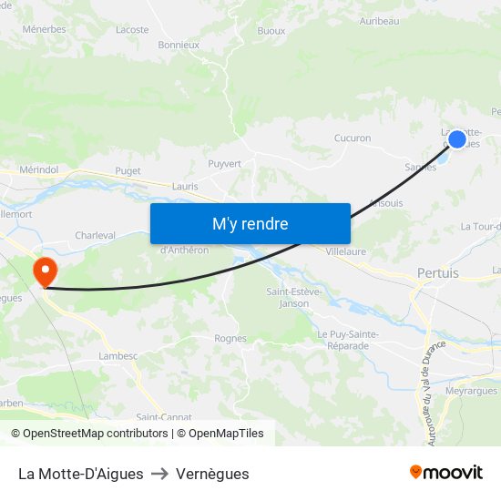 La Motte-D'Aigues to Vernègues map