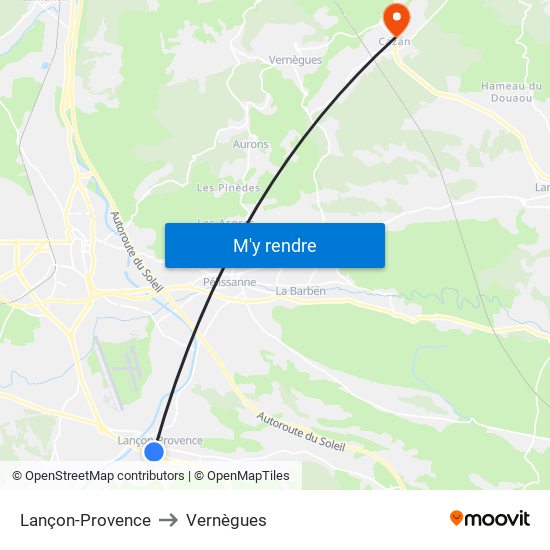 Lançon-Provence to Vernègues map