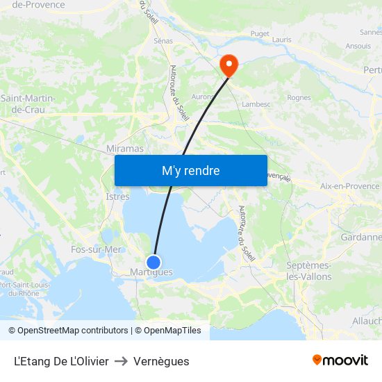 L'Etang De L'Olivier to Vernègues map