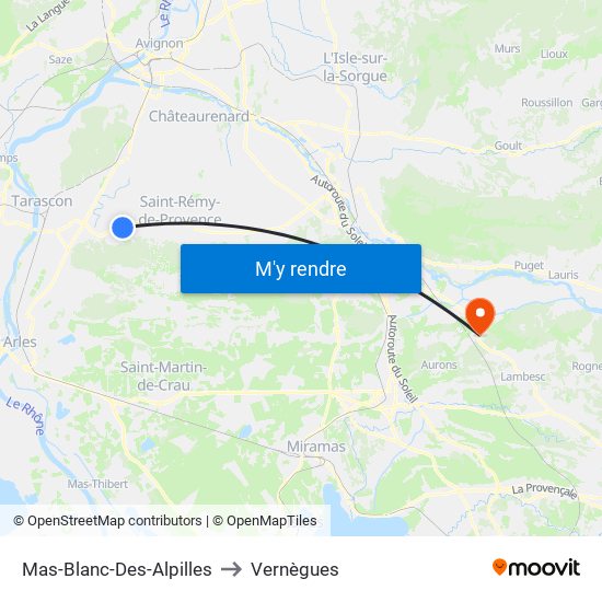 Mas-Blanc-Des-Alpilles to Vernègues map