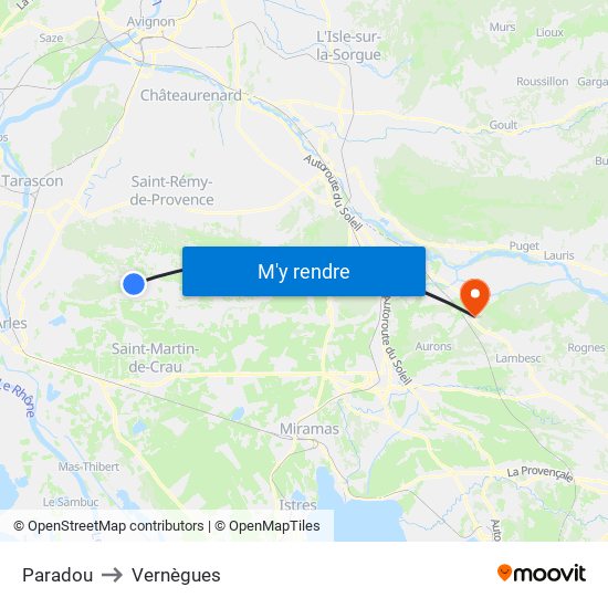 Paradou to Vernègues map