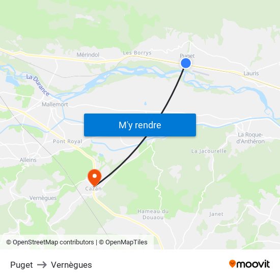 Puget to Vernègues map