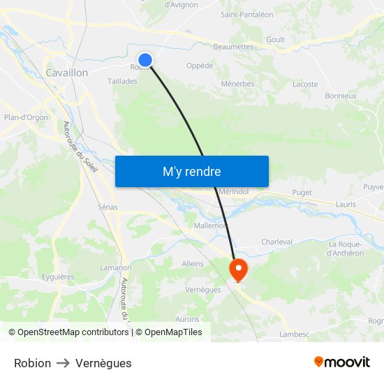 Robion to Vernègues map