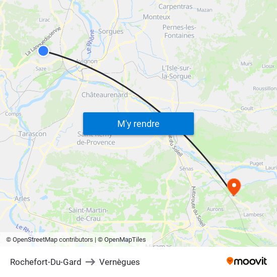 Rochefort-Du-Gard to Vernègues map
