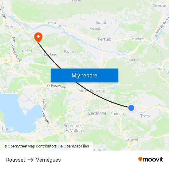 Rousset to Vernègues map