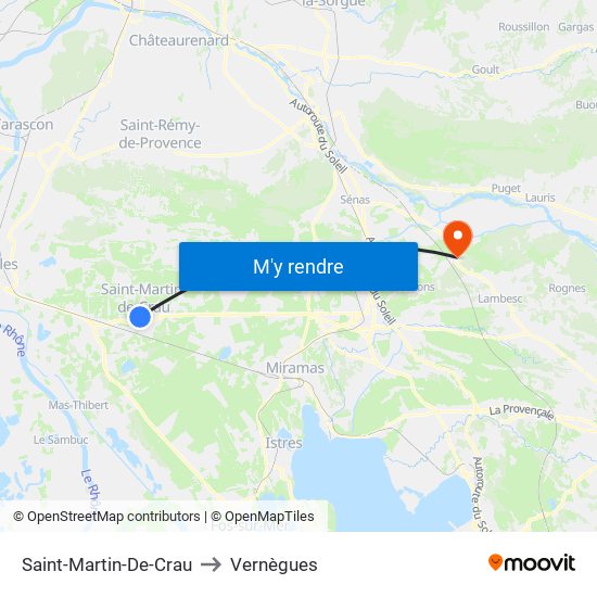 Saint-Martin-De-Crau to Vernègues map