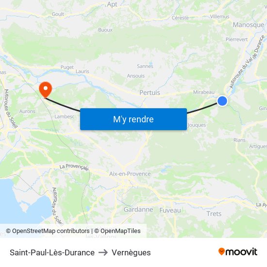 Saint-Paul-Lès-Durance to Vernègues map