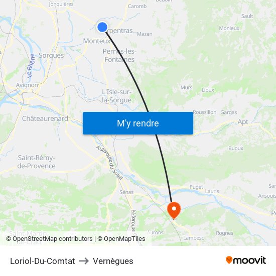 Loriol-Du-Comtat to Vernègues map