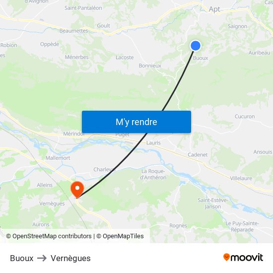 Buoux to Vernègues map