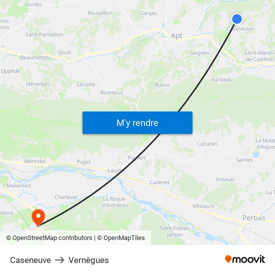 Caseneuve to Vernègues map