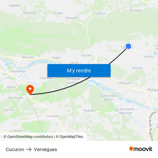 Cucuron to Vernègues map