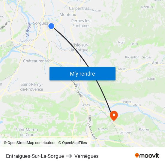 Entraigues-Sur-La-Sorgue to Vernègues map