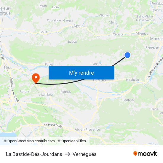 La Bastide-Des-Jourdans to Vernègues map