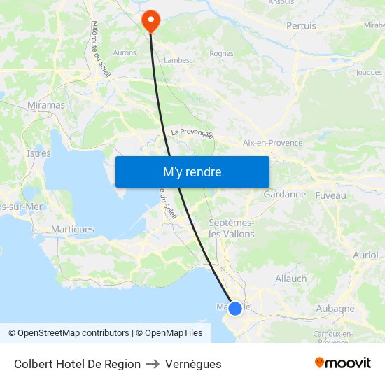 Colbert Hotel De Region to Vernègues map
