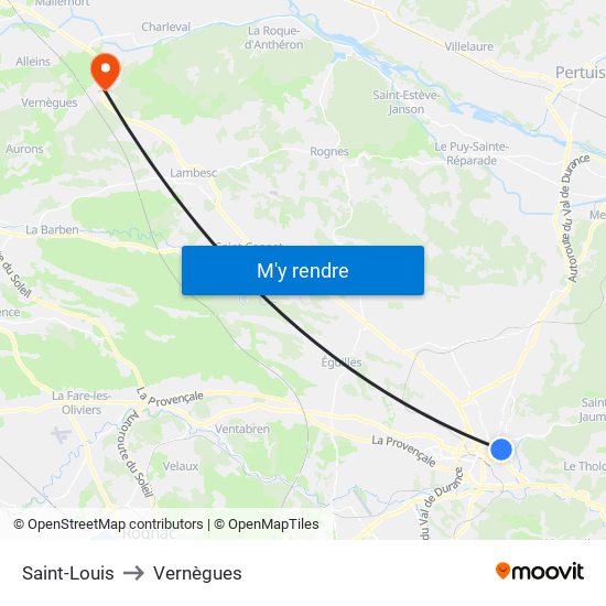 Saint-Louis to Vernègues map