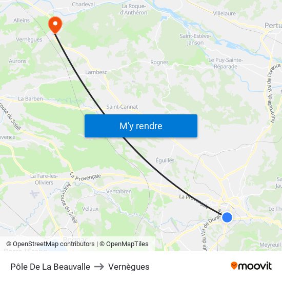 Pôle De La Beauvalle to Vernègues map