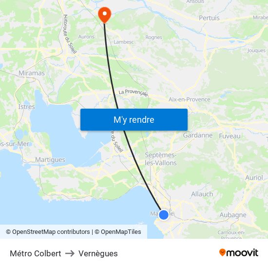 Métro Colbert to Vernègues map