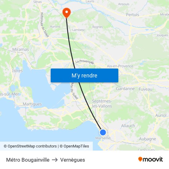 Métro Bougainville to Vernègues map