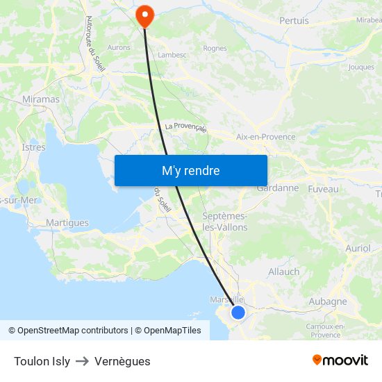 Toulon Isly to Vernègues map