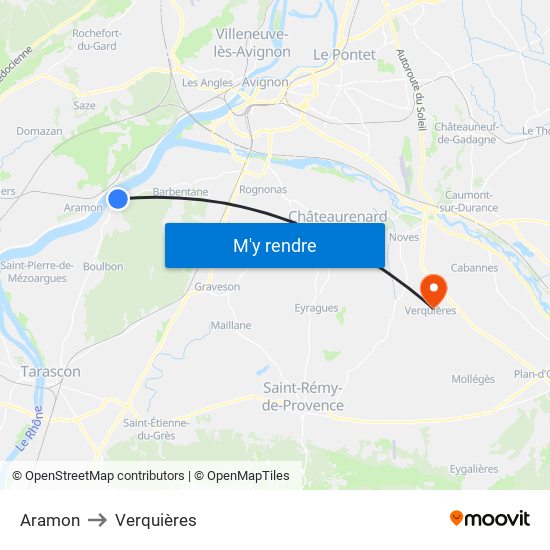 Aramon to Verquières map