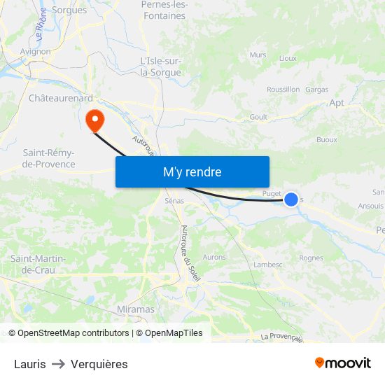 Lauris to Verquières map