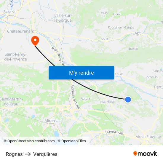 Rognes to Verquières map