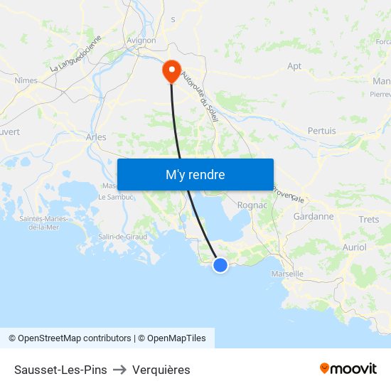 Sausset-Les-Pins to Verquières map