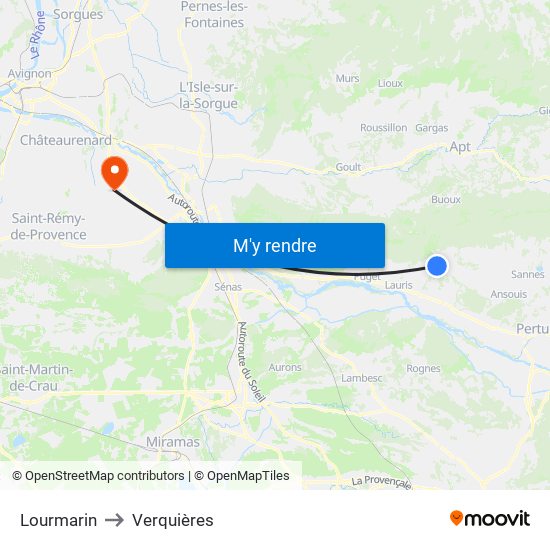 Lourmarin to Verquières map