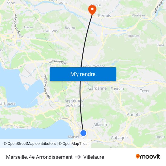 Marseille, 4e Arrondissement to Villelaure map