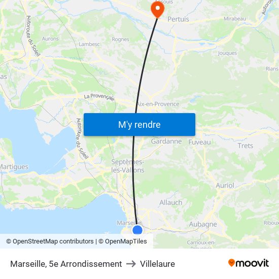 Marseille, 5e Arrondissement to Villelaure map