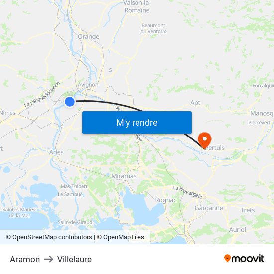 Aramon to Villelaure map