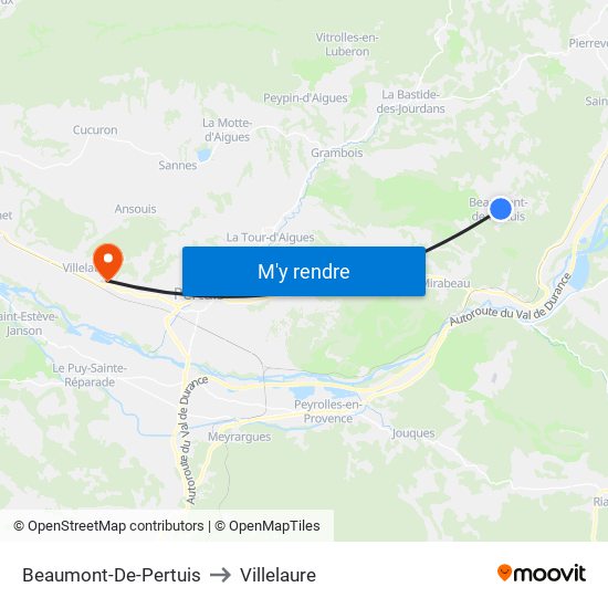 Beaumont-De-Pertuis to Villelaure map