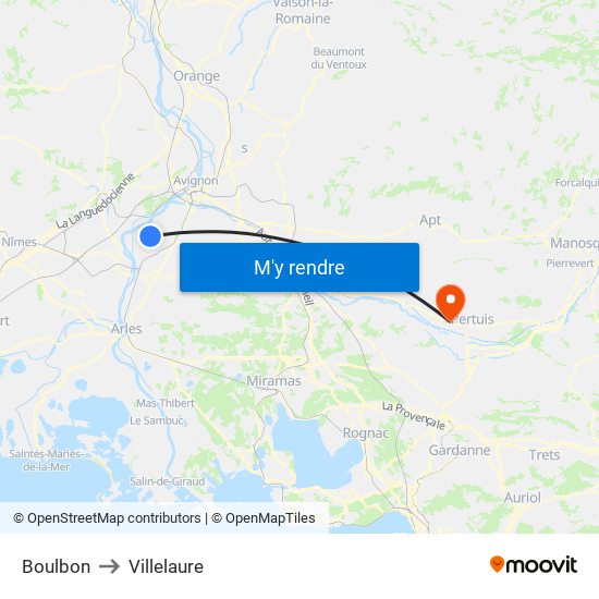 Boulbon to Villelaure map