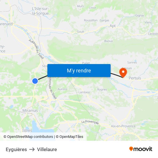 Eyguières to Villelaure map