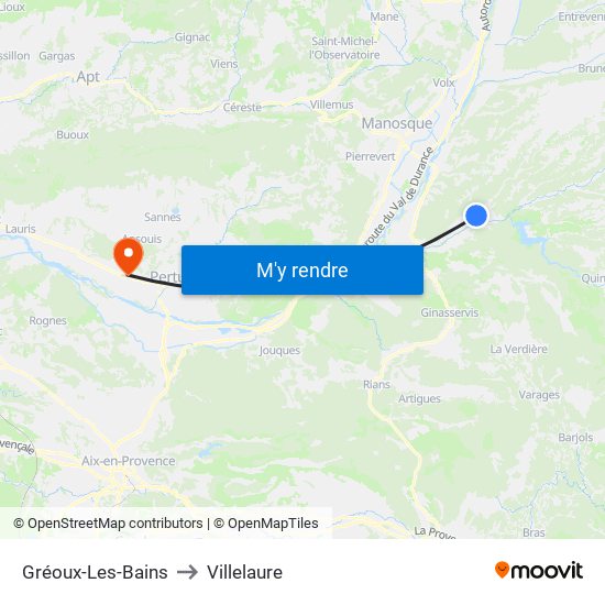 Gréoux-Les-Bains to Villelaure map