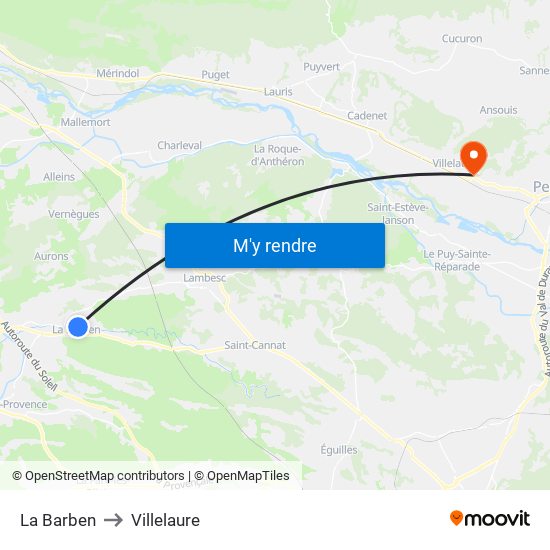La Barben to Villelaure map