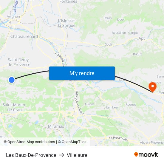 Les Baux-De-Provence to Villelaure map