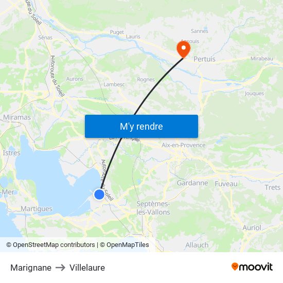 Marignane to Villelaure map