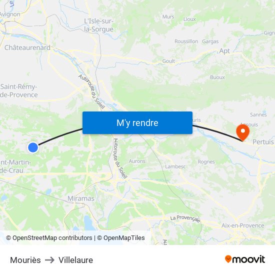 Mouriès to Villelaure map