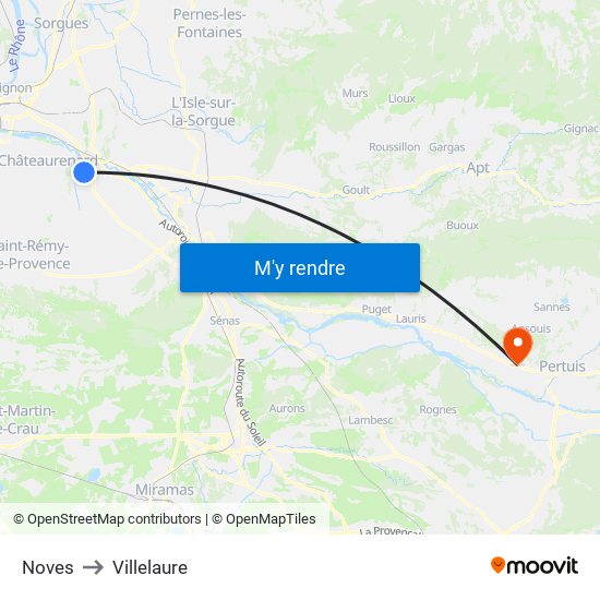 Noves to Villelaure map