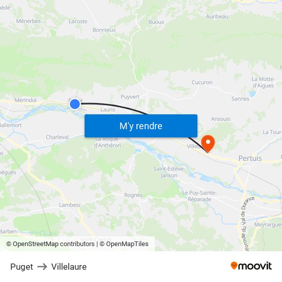 Puget to Villelaure map