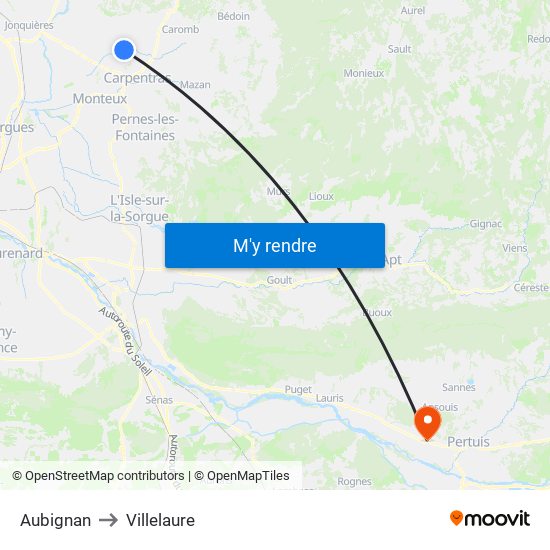 Aubignan to Villelaure map