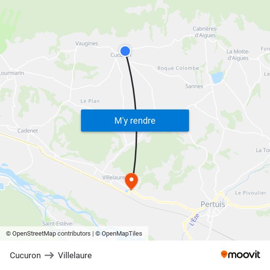 Cucuron to Villelaure map