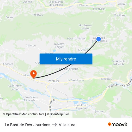 La Bastide-Des-Jourdans to Villelaure map