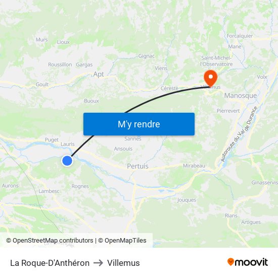 La Roque-D'Anthéron to Villemus map