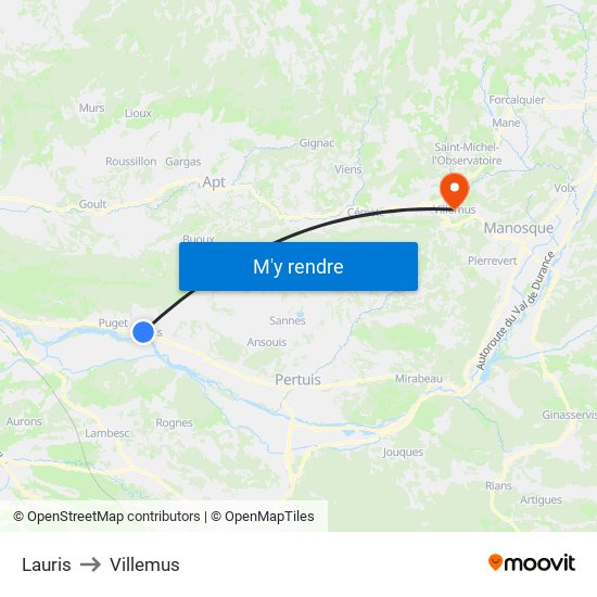 Lauris to Villemus map