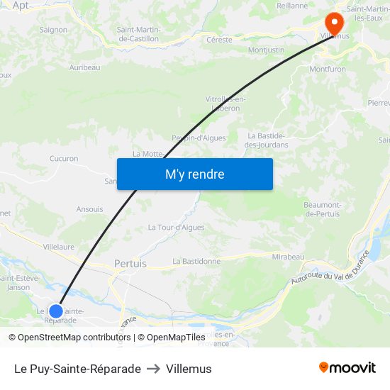 Le Puy-Sainte-Réparade to Villemus map